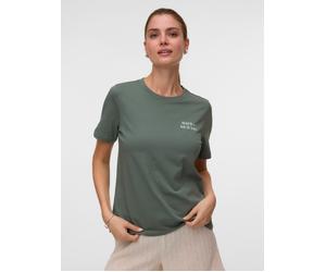 Kurzarmshirt VERO MODA "VMSIGRID PAULINA SS TOP BOX JRS", Damen, Gr. XS, grün (laurel wreath print:have a nice day), Jersey, Obermaterial: 100% Baumwolle, bedruckt, regular fit normal, Rundhals, Shirt