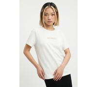 Kurzarmshirt VERO MODA "VMSIGRID PAULINA SS TOP BOX JRS", Damen, Gr. XS, weiß (snow weiß print:just smile), Jersey, Obermaterial: 100% Baumwolle, bedruckt, regular fit normal, Rundhals, Shirts, Baumwo