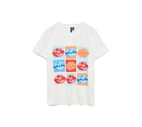 Kurzarmshirt VERO MODA "VMSORI FRANCI SS TOP BOX JRS GA", Damen, Gr. XS (34), snow weiß print:nine lips, Jersey, Obermaterial: 100% Baumwolle, bedruckt, modisch, regular fit normal, Rundhals, Kurzarm,