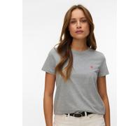 Kurzarmshirt VERO MODA "VMVIVA S/S O-NECK T-SHIRT JRS BTQ GA", Damen, Gr. M, light grau melange print:cayenne pigment heart, Jersey, Obermaterial: 100% Baumwolle, bedruckt, regular fit normal, Rundhal