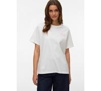 Kurzarmshirt VERO MODA "VMYVONNE CATY SS TOP BOX JRS", Damen, Gr. S, snow weiß print:london 1969, Jersey, Obermaterial: 100% Baumwolle, bedruckt, normal normal, Rundhals, Shirts, mit Rückenprint (4359