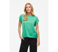 Kurzarmshirt VILA "VIELLETTE S/S SATIN TOP - NOOS", Damen, Gr. 34, grün (winter grün), Satin, Obermaterial: 100% Polyester, unifarben, regular fit normal, Rundhals, mit Umschlag, Shirts, Kunstfaser, r
