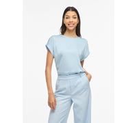 Kurzarmshirt VILA "VIELLETTE S/S SATIN TOP - NOOS", Damen, Gr. 34, nantucket breeze, Satin, Obermaterial: 100% Polyester, unifarben, regular fit normal, Rundhals, mit Umschlag, Shirts, Kunstfaser, reg
