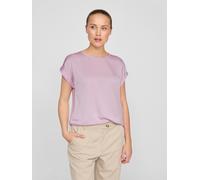 Vila Damen Satin Blusen T-Shirt Kurzarm Basic Rundhals Top Glänzend Tunika Blouse Oberteil VIELLETTE, Farben:Rosa, Größe:34