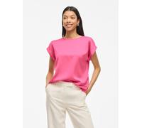 Kurzarmshirt VILA "VIELLETTE S/S SATIN TOP - NOOS", Damen, Gr. 34, sangria sunset, Satin, Obermaterial: 100% Polyester, unifarben, regular fit normal, Rundhals, mit Umschlag, Shirts Kurzarmshirt, Kuns