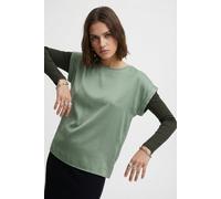 Kurzarmshirt VILA "VIELLETTE S/S SATIN TOP - NOOS", Damen, Gr. 36, smoke grün, Satin, Obermaterial: 100% Polyester, unifarben, regular fit normal, Rundhals, mit Umschlag, Shirts, Kunstfaser, regular f