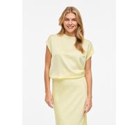 Kurzarmshirt VILA "VIELLETTE S/S SATIN TOP - NOOS", Damen, Gr. 42, pastel gelb, Satin, Obermaterial: 100% Polyester, unifarben, regular fit normal, Rundhals, mit Umschlag, Shirts, Kunstfaser, regular