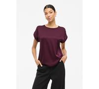 Kurzarmshirt VILA "VIELLETTE S/S SATIN TOP - NOOS", Damen, Gr. 44, lila (fig), Satin, Obermaterial: 100% Polyester, unifarben, regular fit normal, Rundhals, mit Umschlag, Shirts, Satin Optik (28225053