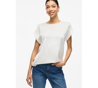 Vila Kurzarmshirt Viellette Satin-Top Rundhals Weiß Größe 44