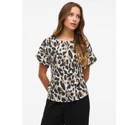 Kurzarmshirt VILA "VIJOSA S/S TOP - NOOS", Damen, Gr. 34, beige (birch aop:astrid), Jersey, Obermaterial: 100% Polyester, bedruckt, normal normal, Rundhals, Shirts (56779425-34) birch aop:astrid