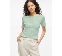 Kurzarmshirt VILA "VIKASSIE S/S POINTELLE TOP - NOOS", Damen, Gr. XL, grün (silt grün), Jersey, Obermaterial: 100% Baumwolle, unifarben, regular fit normal, Rundhals, Shirts Kurzarmshirt (27731967-XL)