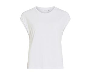 Kurzarmshirt VILA "VIMODALA C/S O-NECK DETAIL TOP - NOOS", Damen, Gr. S, optical snow, Jersey, Obermaterial: 70% Modal, 30% Polyester, unifarben, regular fit normal, Rundhals, Shirts Kurzarmshirt (420