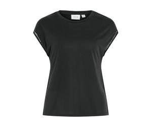 Kurzarmshirt VILA "VIMODALA C/S O-NECK DETAIL TOP - NOOS", Damen, Gr. S, schwarz, Jersey, Obermaterial: 70% Modal, 30% Polyester, unifarben, regular fit normal, Rundhals, Shirts (95179048-S) schwarz