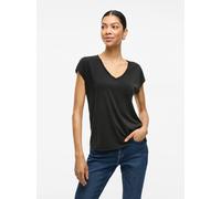 Kurzarmshirt VILA "VIMODALA", Damen, Gr. XS, schwarz, Jersey, Obermaterial: 70% Modal, 30% Polyester, unifarben, regular fit hüftlang, V-Ausschnitt, Shirts (43868844-XS) schwarz