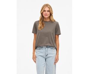 Kurzarmshirt VILA "VINORA S/S T-SHIRT - NOOS", Damen, Gr. M, braun (falcon detail:melange), Jersey, Obermaterial: 96% Baumwolle, 4% Elasthan, meliert, regular fit normal, Rundhals, Shirts, Baumwollmis