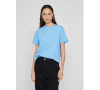 Kurzarmshirt VILA "VINORA S/S T-SHIRT - NOOS", Damen, Gr. S, blau (blissful blau), Jersey, Obermaterial: 96% Baumwolle, 4% Elasthan, unifarben, regular fit normal, Rundhals, Shirts Kurzarmshirt, Baumw
