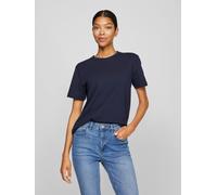 Kurzarmshirt VILA "VINORA S/S T-SHIRT - NOOS", Damen, Gr. XL, blau (navy blazer), Jersey, Obermaterial: 96% Baumwolle, 4% Elasthan, unifarben, regular fit normal, Rundhals, Shirts, Baumwollmischung, r