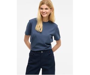 Kurzarmshirt VILA "VINORA S/S T-SHIRT - NOOS", Damen, Gr. XL, blau (vintage indigo), Jersey, Obermaterial: 96% Baumwolle, 4% Elasthan, unifarben, regular fit normal, Rundhals, Shirts, Baumwollmischung