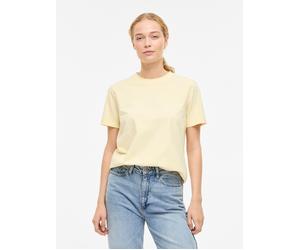 Kurzarmshirt VILA "VINORA S/S T-SHIRT - NOOS", Damen, Gr. XXL, pastel gelb, Jersey, Obermaterial: 96% Baumwolle, 4% Elasthan, unifarben, regular fit normal, Rundhals, Shirts, Baumwollmischung, regular