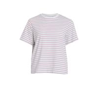 Kurzarmshirt VILA "VINORA S/S YD T-SHIRT - NOOS", Damen, Gr. S, cherry blossom stripes:opt 2 hellweiß, Jersey, Obermaterial: 96% Baumwolle, 4% Elasthan, gestreift, regular fit normal, Rundhals, Shirts