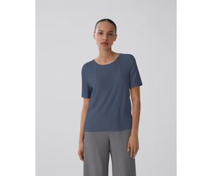 Kurzarmshirt VILA "VIPLISA O-NECK S/S TOP - NOOS", Damen, Gr. M, blau (vintage indigo), Jersey, Obermaterial: 65% Polyester, 35% Viskose, unifarben, regular fit normal, Rundhals, Shirts (30167436-M) v