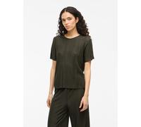 Kurzarmshirt VILA "VIPLISA O-NECK S/S TOP - NOOS", Damen, Gr. S, deep depths, Jersey, Obermaterial: 65% Polyester, 35% Viskose, unifarben, regular fit normal, Rundhals, Shirts (20381155-S) deep depths