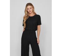 Kurzarmshirt VILA "VIPLISA O-NECK S/S TOP - NOOS", Damen, Gr. XXL, schwarz (schwarz beauty), Jersey, Obermaterial: 65% Polyester, 35% Viskose, unifarben, regular fit normal, Rundhals, Shirts (12635812