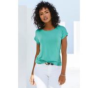 Kurzarmshirt VIVANCE "mit Gummizug im Bund", Damen, Gr. 32/34, grün (mint), Obermaterial: 95% Viskose, 5% Elasthan, Basic, bequem normal, Rundhals, Kurzarm angeschnitten, Shirts, aus weichem Viskose-S