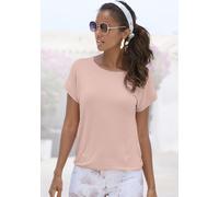 Kurzarmshirt VIVANCE "mit Gummizug im Bund", Damen, Gr. 32/34, rosa (rose), Obermaterial: 95% Viskose, 5% Elasthan, unifarben, Basic, bequem normal, Rundhals, angeschnitten, Shirts, aus weichem Viskos