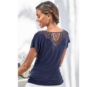 Vivance T-Shirt mit weicher Häkelspitze im Rücken, navy