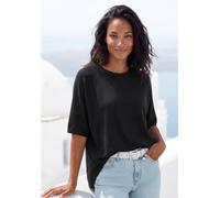 Kurzarmshirt VIVANCE "mit Lochstrickmuster", Damen, Gr. 32/34, schwarz, Feinstrick, Obermaterial: 85% Viskose (LENZING™ ECOVERO™), 15% Polyester, unifarben, lässig geschnitten normal, Rundhals, Shirts