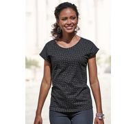 Kurzarmshirt VIVANCE "mit silbrigen Glitzerpünktchen", Damen, Gr. 44/46, rosa (rose, schwarz), Obermaterial: 100% Baumwolle, Rundhals, Kurzarm mit Aufschlag, Shirts, aus weicher Baumwoll-Qualität (967