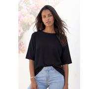 Kurzarmshirt VIVANCE "mit sommerlichem Lochstrickmuster", Damen, Gr. 40/42, schwarz, Feinstrick, Obermaterial: 85% Viskose (LENZING™ ECOVERO™), 15% Polyester, unifarben, lässig geschnitten normal, Run