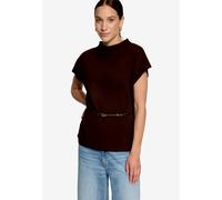 Kurzarmshirt ZERO, Damen, Gr. 42, braun (chocolate plum), Web, Obermaterial: 47% Baumwolle, 47% Modal, 6% Elasthan, unifarben, körpernah hüftbedeckend, Rundhals, abgesteppte Kante, Shirts, Sommershirt
