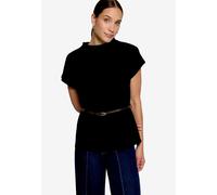 Kurzarmshirt ZERO, Damen, Gr. 42, schwarz (schwarz beauty), Web, Obermaterial: 47% Baumwolle, 47% Modal, 6% Elasthan, unifarben, körpernah hüftbedeckend, Rundhals, abgesteppte Kante, Shirts, Sommershi