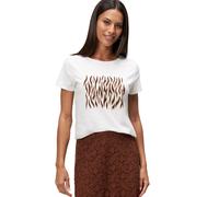 Kurzarmshirt ZERO "Damen mit Animalprint", Damen, Gr. 38, braun (patch creambraun), Jersey, Obermaterial: 95% Baumwolle, 5% Elasthan, bedruckt, figurbetont normal, Rundhals, eng, Shirts, Plain/ohne De