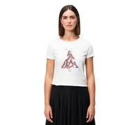 Kurzarmshirt ZERO "Damen mit Aufdruck und Schleife", Damen, Gr. 34, patch creamrot, Jersey, Obermaterial: 95% Baumwolle, 5% Elasthan, bedruckt, figurbetont normal, Rundhals, eng, Shirts, weiteres Deta
