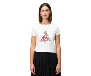 Kurzarmshirt ZERO "Damen mit Aufdruck und Schleife", Damen, Gr. 34, patch creamrot, Jersey, Obermaterial: 95% Baumwolle, 5% Elasthan, bedruckt, figurbetont normal, Rundhals, eng, Shirts, weiteres Deta