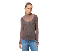 Kurzarmshirt ZERO "Damen mit grafischem Print", Damen, Gr. 42, creambraun, Obermaterial: 95% Polyester, 5% Elasthan, transparent, figurbetont normal, eng gewellter Abschluss, Shirts, Plain/ohne Detail