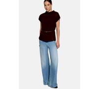 Kurzarmshirt ZERO "Damen mit Gürtel", Damen, Gr. 40, braun (chocolate plum), Jersey, Obermaterial: 47% Baumwolle, 47% Modal, 6% Elasthan, figurumspielend normal, Shirts, Gürtel (44718713-40) chocolate