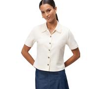 Kurzarmshirt ZERO "Damen mit Knopfleiste", Damen, Gr. 38, eggnog, Jersey, Obermaterial: 55% Polyester, 33% Baumwolle, 10% Viskose, 2% Elasthan, Strukturmuster, figurbetont normal, eng, Shirts, Knopfle