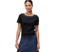 Kurzarmshirt ZERO "Damen mit Nieten", Damen, Gr. 38, silber (patch schwarzsilber), Jersey, Obermaterial: 97% Baumwolle, 3% Elasthan, unifarben, figurbetont normal, Rundhals, eng, Shirts, weiteres Deta