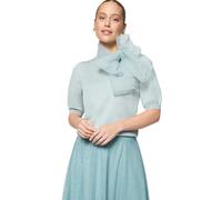 Kurzarmshirt ZERO "Damen mit Schleife", Damen, Gr. 42, blau (silber blau), Obermaterial: 70% Viskose, 30% Polyester, unifarben, figurbetont normal, Shirts, drapiert / gerafft (40700408-42) silber blau