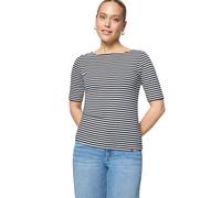 Kurzarmshirt ZERO "Damen mit U-Boot Ausschnitt", Damen, Gr. 34, cream, dunkelblau, Jersey, Obermaterial: 5% Elasthan, 95% Baumwolle (organic), bedruckt, Basic, figurbetont normal, U-Boot-Ausschnitt, e