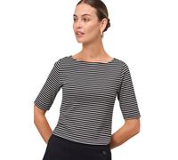 Kurzarmshirt ZERO "Damen mit U-Boot Ausschnitt", Damen, Gr. 36, schwarz (schwarzcream), Jersey, Obermaterial: 95% Baumwolle, 5% Elasthan, gestreift, figurbetont normal, U-Boot-Ausschnitt, eng, Shirts,