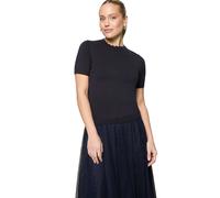 Kurzarmshirt ZERO "Damen mit Wellensaum", Damen, Gr. 38, deep sky, Obermaterial: 60% Viskose 40% Cotton, unifarben, figurbetont normal, Rundhals, eng Bündchen, Shirts, Material (13070652-38) deep sky