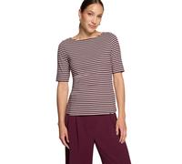 Kurzarmshirt ZERO "Damen Shirt mit U-Boot-Ausschnitt", Damen, Gr. 40, dunkelrot, cream, Jersey, Obermaterial: 95% Baumwolle (organic), 5% Elasthan, bedruckt, Basic, figurbetont normal, U-Boot-Ausschni