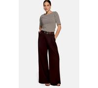 Kurzarmshirt ZERO "Damen Shirt mit U-Boot-Ausschnitt", Damen, Gr. 42, weiß (cream, braun), Jersey, Obermaterial: 95% Baumwolle (organic), 5% Elasthan, bedruckt, Basic, figurbetont normal, U-Boot-Aussc