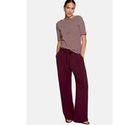 Kurzarmshirt ZERO "Damen Shirt mit U-Boot-Ausschnitt", Damen, Gr. 44, braun (dunkelrot, cream), Jersey, Obermaterial: 95% Baumwolle (organic), 5% Elasthan, bedruckt, Basic, figurbetont normal, U-Boot-
