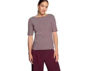 Kurzarmshirt ZERO "Damen Shirt mit U-Boot-Ausschnitt", Damen, Gr. 44, dunkelrot, cream, Jersey, Obermaterial: 95% Baumwolle (organic), 5% Elasthan, bedruckt, Basic, figurbetont normal, U-Boot-Ausschni